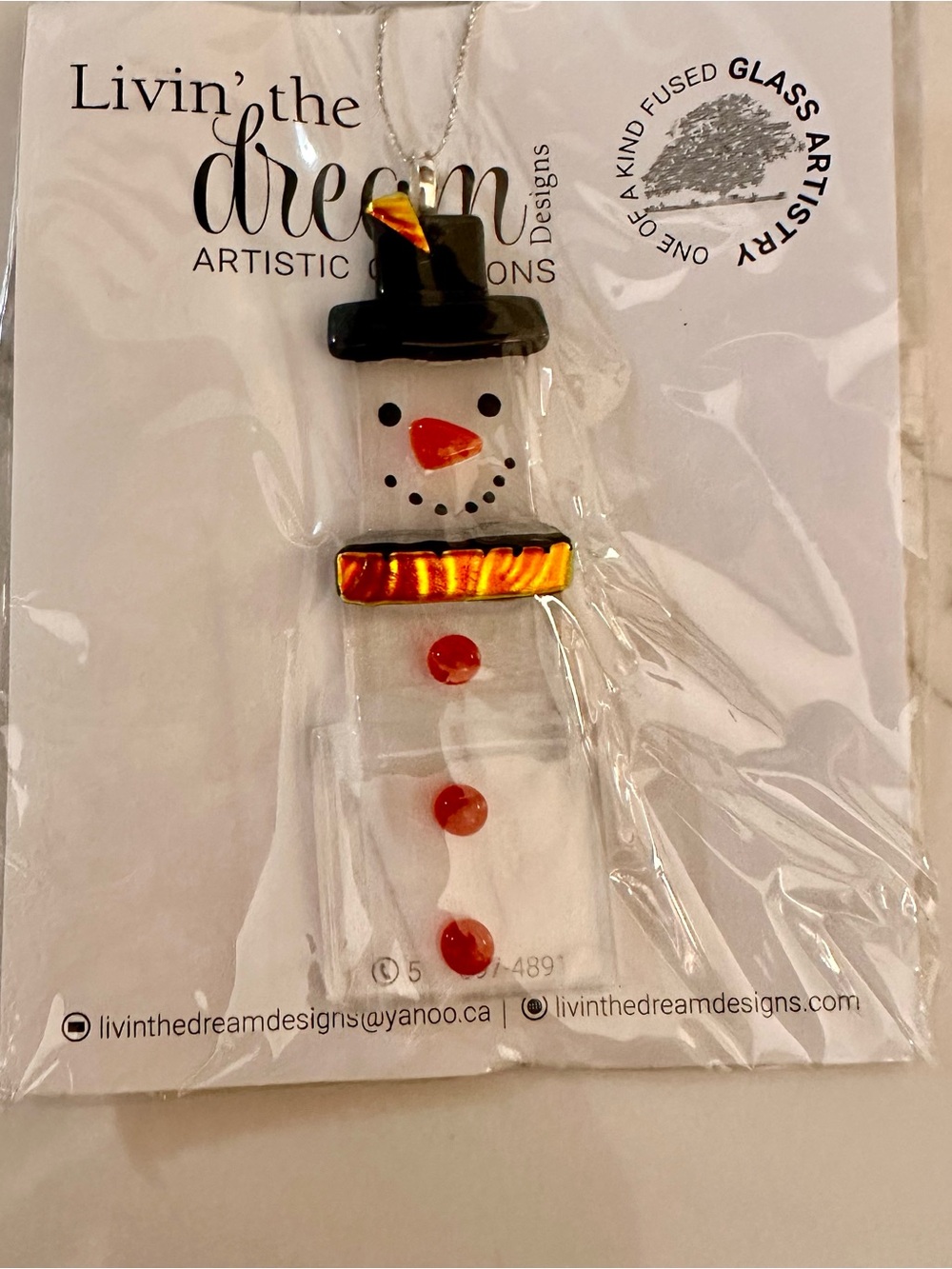 Red Accent Glass Snowman ornament